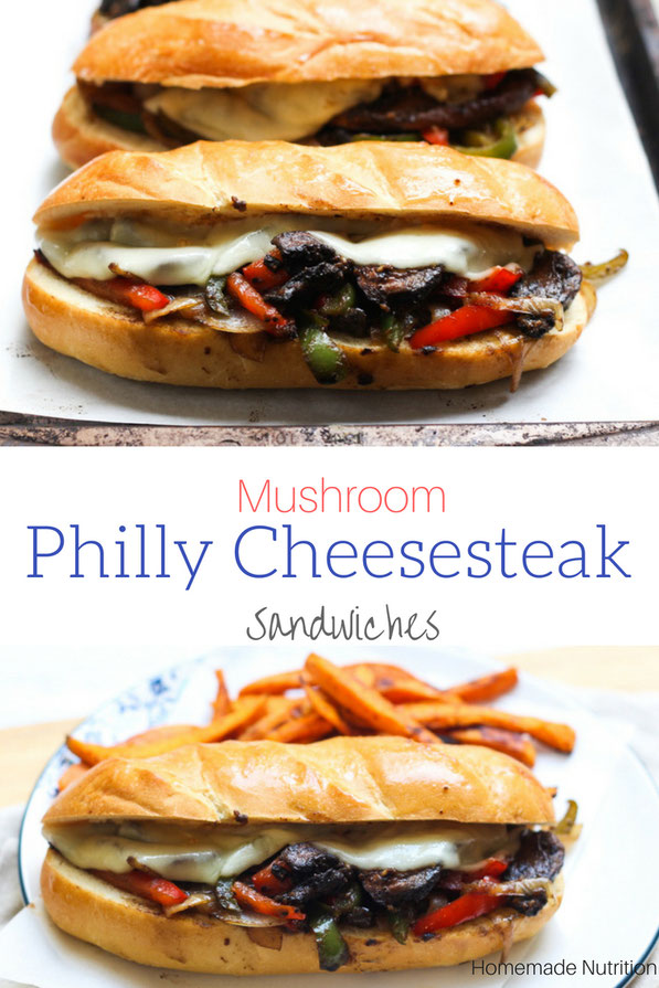 Hearty portabella mushrooms are the star of this vegetarian Philly cheesesteak sandwich recipe!  It's an easy vegetarian lunch or dinner the whole family will enjoy!