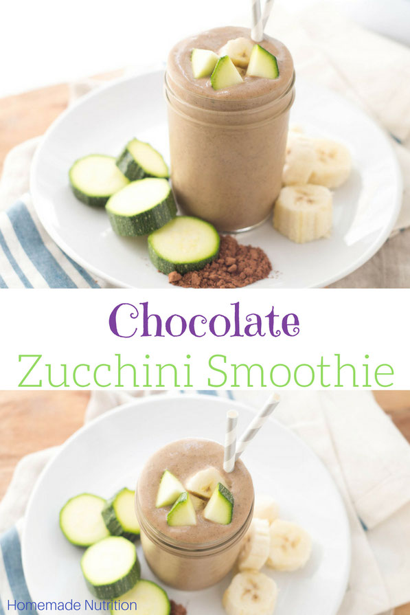 This creamy chocolate peanut butter smoothie with zucchini is a healthy way to start the day with a serving of veggies!  This recipe is gluten free, vegetarian, and absolutely delicious! 