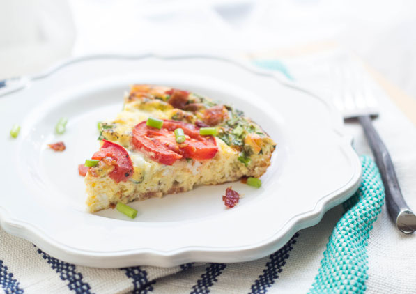Breakfast for dinner just got a little more fun with this flavorful (plus gluten free) "BLT" frittata recipe!