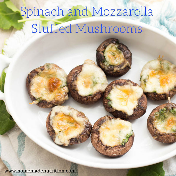 Just five-Ingredients to these easy low-carb and gluten free mozzarella-spinach Italian stuffed mushrooms!