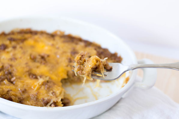 This cheeseburger spaghetti squash casserole is a healthier twist on a homemade hamburger helper recipe.  