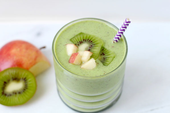 This kiwi apple green smoothie is  beautiful and light - perfect for getting back to clean eating!