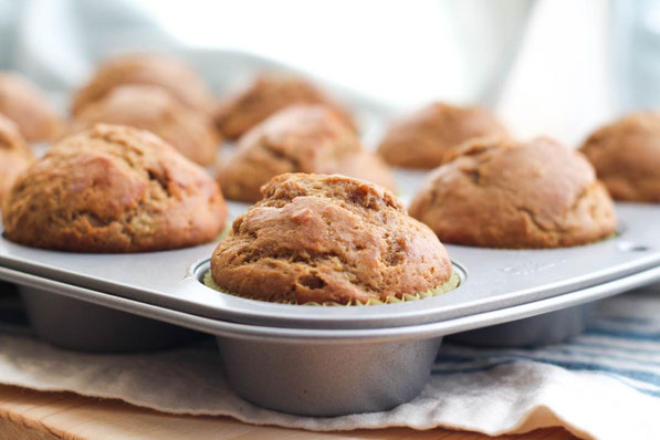 These easy, lighter banana muffins get a special boost of flavor from coffee!  It's a simple breakfast recipe that can be made in advance and kept in the freezer for busy mornings! 