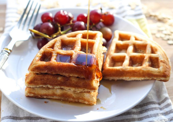 These tasty homemade waffles with the nutty goodness of whole grain oats are the perfect way to start the day!  They're also a great freezer-friendly breakfast, so you can have a hearty, homemade waffle on-hand any day of the week!  