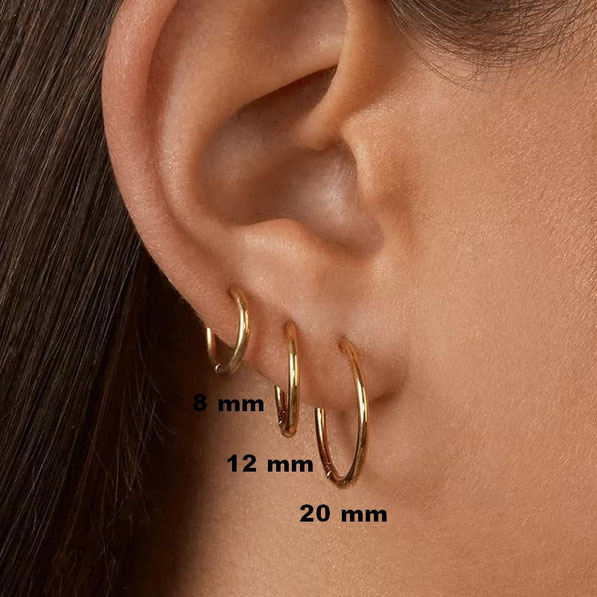 Boucles d'oreilles créoles anneaux en acier inoxydable dorés