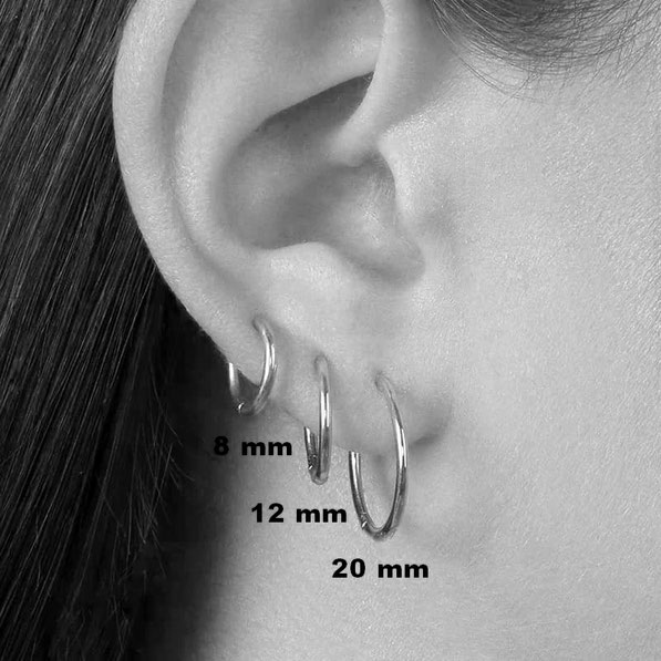 Boucles d'oreilles créoles anneaux en acier inoxydable argentés