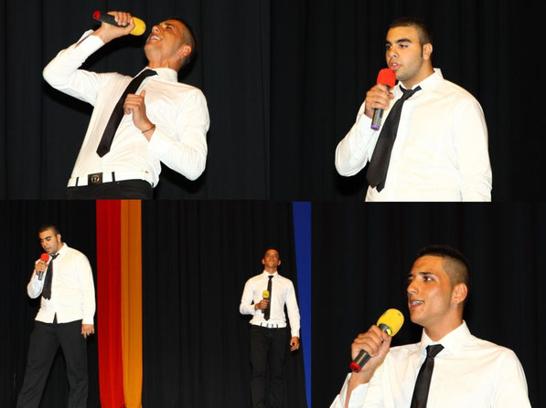 Kubilay Altinkaya (9e, gelbes Mikro) und Aksu Bayram (9d, rotes Mikro)