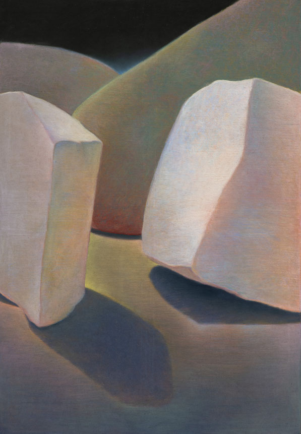Steine, 2024, Pastell auf Leinwand, 145x100cm
