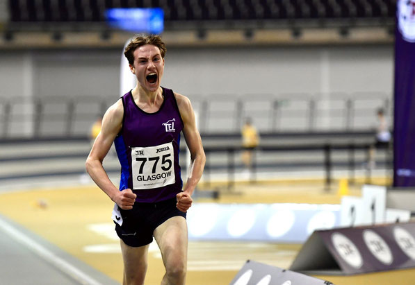 Corey Campbell wins the indoor championship, photo by Bobby Gavin