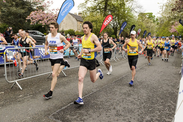 Central AC’s Michael Wright in Stirling in May 2019 on his way to Scottish Marathon Champs gold (photo by Bobby Gavin)