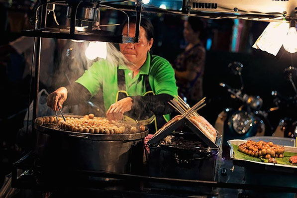 A food stall in the streets of Chiang Mai. Delicious and dirty cheap meal.