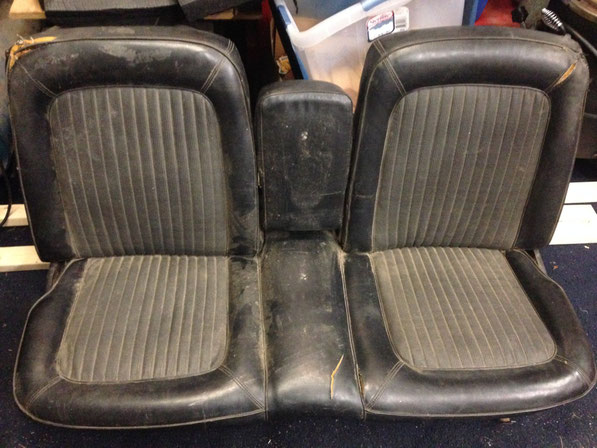 Off to the Upholstery shop along with the stock rear seat. It will be done in red vinyl with black tweed with 2" pleats