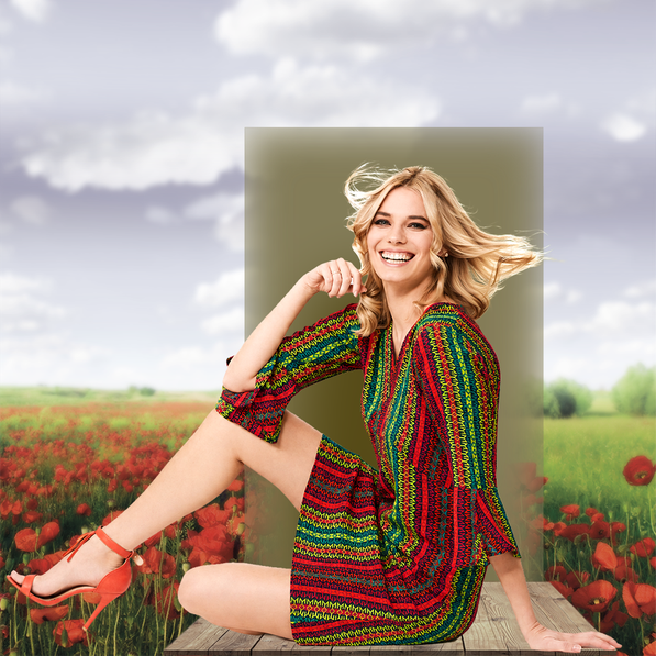 Boho-Damenkleid aus 100% hochwertiger Baumwolle mit floralem Muster