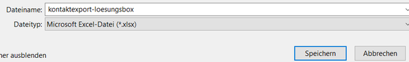 Kontaktexport excel datei