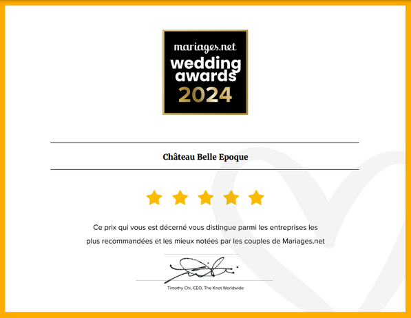 Recompense wedding award 2024 chateau belle epoque