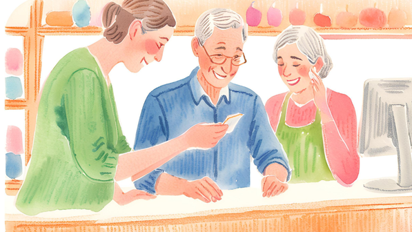 語音明瞭度測定。まず補聴器を着けていない状態で、スピーカーから聞こえてくる「あ」「き」という言葉（20個）を聞こえた通りに用紙に書いていただきます。小声の大きさ（50dB）、普通の声の大きさ（60dB）、大きな声の大きさ（70dB）でそれぞれ測定します。次に補聴器を着けて同様の測定を行います。表は縦軸が正解率、横軸が測定音の大きさです。この表で見ますと、普通の声の大きさ（60dB）では補聴器なしで正答率50％であったのが、補聴器ありでは80％に改善しています。この差の30％が補聴器の効果と言えます。