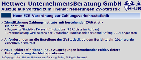 Zahlungsverkehrsstatistik Payments Statistics Relevant Institutions PSRI §3 BBankG Stabilität Zahlungsverkehr & Verrechnungssysteme ZVStatistik ZVS1 ZVS2 ZVS3 ZVS4.A ZVS4.W ZVS5.A ZVS5.W ZVS8.A ZVS8.W Klaus Georg Hettwer UnternehmensBeratung GmbH