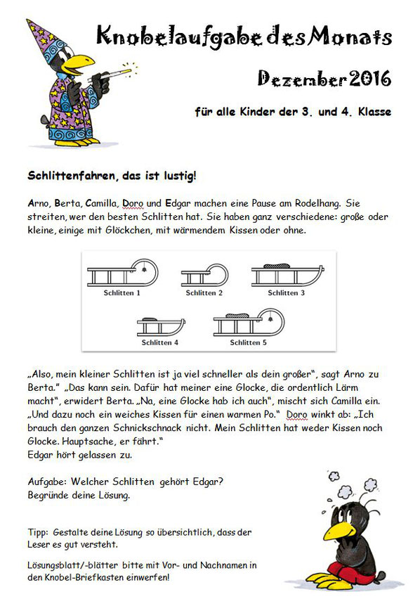 Aktion Knobelaufgabe Des Monats Grundschule Liebenau