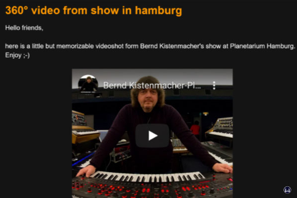 360° Video von Bernd Kistenmachers Konzert im Hamburger Planetarium, 2016