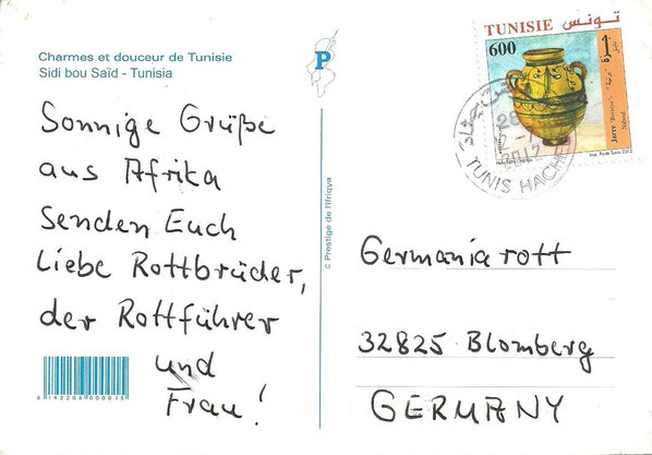 Karte aus Tunesien an das Germania-Rott
