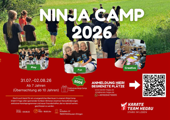 Kinder Karate Camp mit Übernachtung. Kinder Trainings Veranstaltung. Mit viel Karate Training und Wettspielen. 