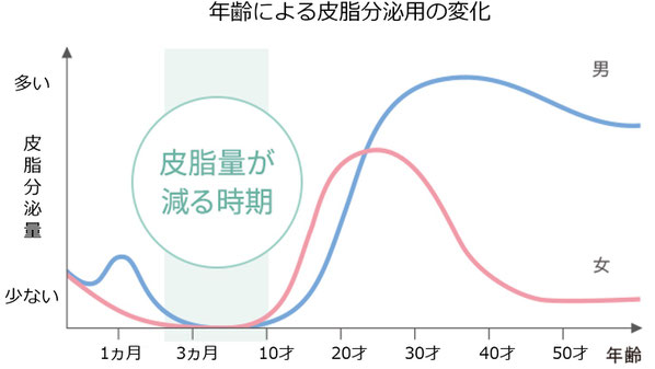 年齢,皮脂,分泌