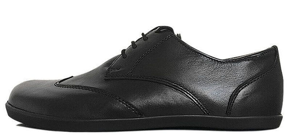 Senmotic Barfußschuh als Businessschuh aus schwarzem Leder mit Ziernähten