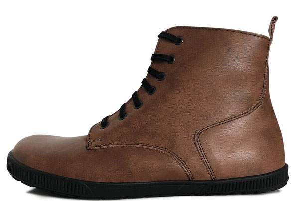 Barfußschuh als Winterstiefel aus camelfarbenem Rindsleder mit camelfarbenen Nähten