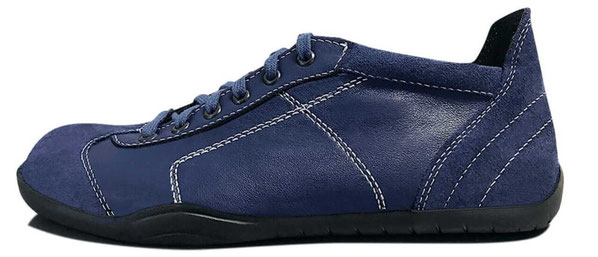 Flacher Senmotic Barfußschuh aus blauen Leder