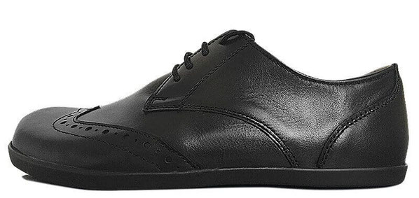 Senmotic Barfußschuh als Businessschuh aus schwarzem Leder mit Lochung 