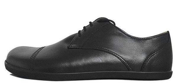 Senmotic Barfußschuh als Businessschuh aus braunem Leder mit Naht über Vorderkappe 