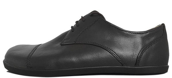 Senmotic Barfußschuh als Businessschuh aus schwarzem Leder mit Naht über Vorderkappe