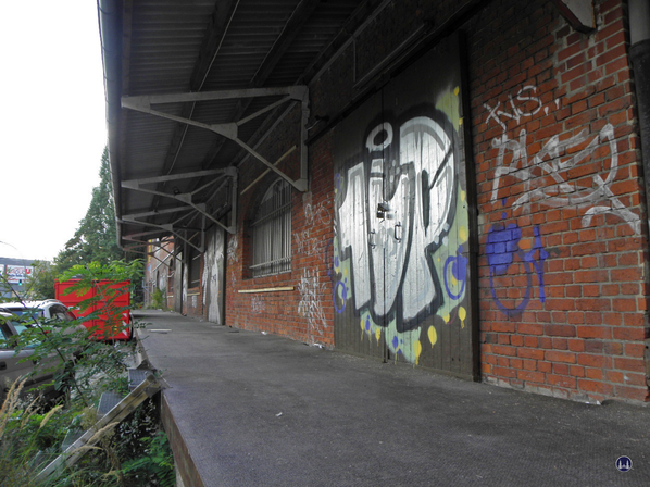 Zollpackhof der Anhalter Bahn, Berlin, Yorckstraße. Laderampe an der Yorckstraße.