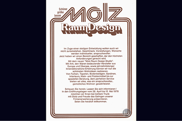 Berlin Mariendorfer Damm Molz Raumdesign 1978 Ladenerweiterung Anzeige