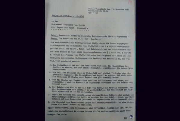 Bauaktenarchiv. Lortzingclub in Berlin - Lichtenrade. Kauf des Clubs