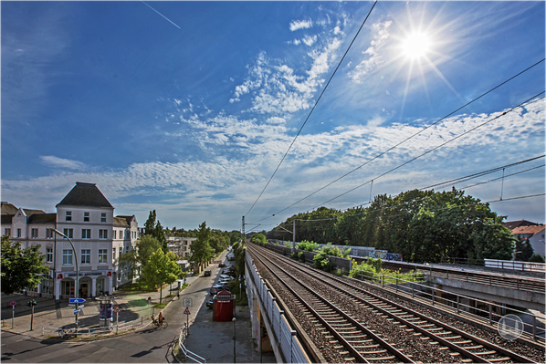 Stellwerk Lio in Berlin Lichterfelde - Ost. Blick von der Terrasse des Restaurants "Stellwerk".