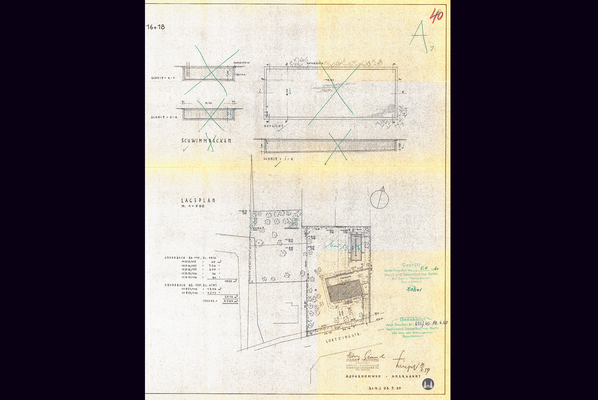 Lortzingclub in Berlin - Lichtenrade. Bestandszeichnung des Schwimmbeckens