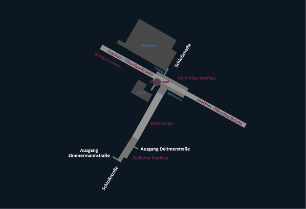 Planskizze des U-Bahnhofs Schloßstraße.
