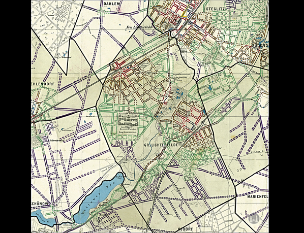 Stellwerk Lio in Berlin Lichterfelde - Ost. Karte der Anhalter Bahn.