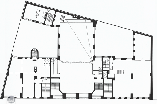 Berlin, Kreuzberg, Bruno Taut, Wohn- und Geschäftshaus, Kottbusser Damm 2 -3, Grundriss, Erbauungszeit, Erstes Obergeschoss