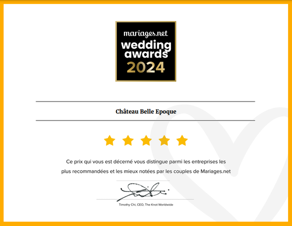 Recompense wedding award 2022 chateau belle epoque