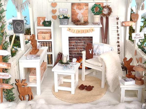 Winter-Haus 1:12 Einrichtung basteln