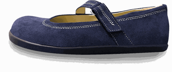 Blaue Damen Leder Ballerina als Barfußschuhe mit Nullabsatz und Zehenfreiheit