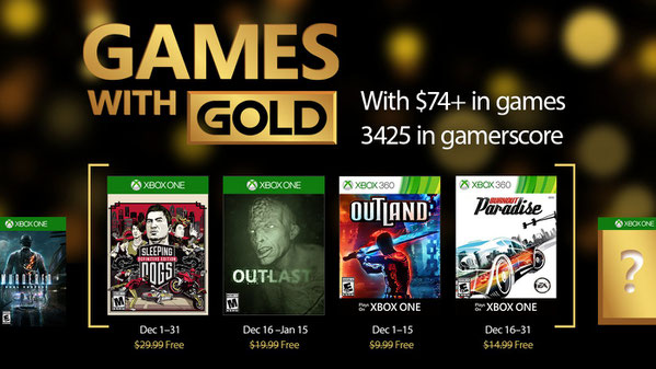 Games with gold - Xbox décembre 2016