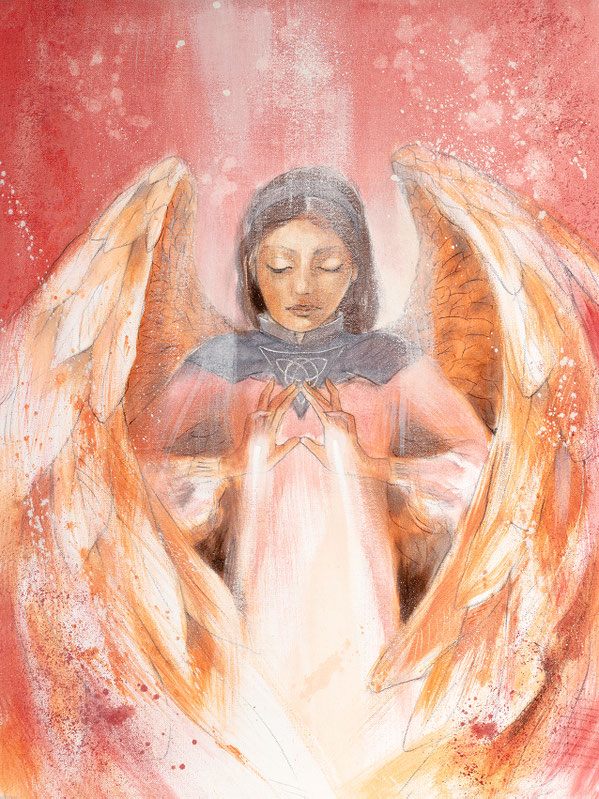 Wandbild Engelbild - Schutzengel / Licht der Liebe, Jana Haas, Engelkartendeck Ein Engel für dich Arkana Verlag gemalt von Jopie