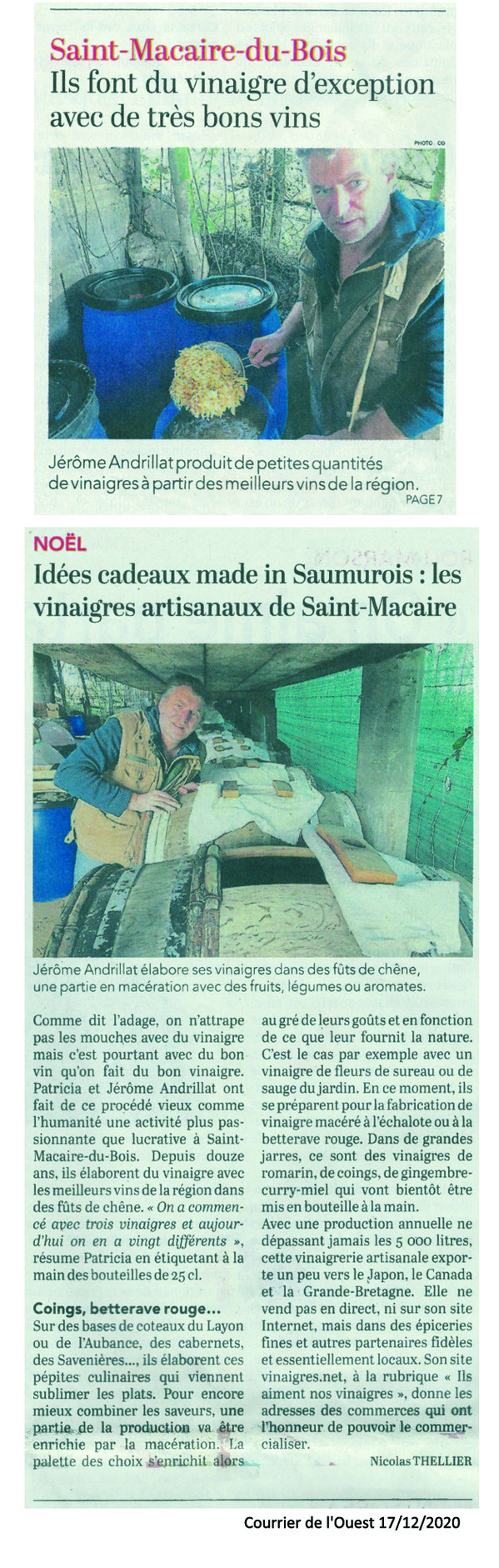 Courrier de l'Ouest Saumur du 17 décembre 2020