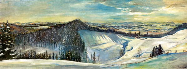 Erwin Bowien ( 1899-1972): Catalog of Works N ° 178 - Winter landscape with alpine chain near Isny, 1944