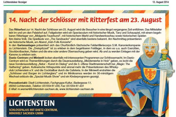 Lichtensteiner Stadtanzeiger vom August 2014