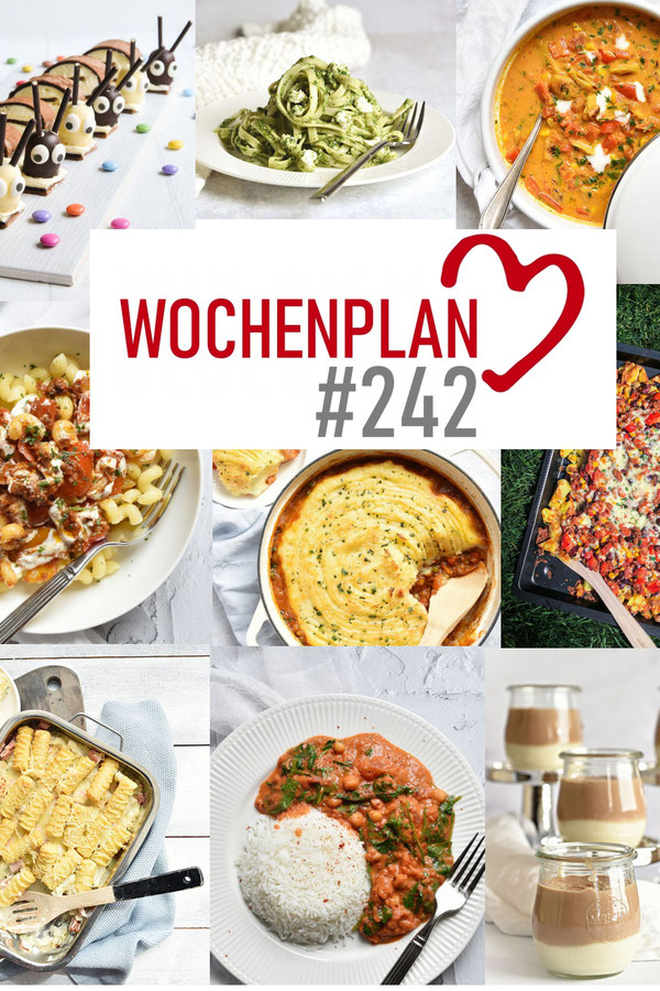 Was soll es die Woche bloß zu essen geben? Leckeres Gemüse, Pasta, Pizza oder lieber ein Curry oder Reisgericht? Hier kommt Wochenplan 242 für den Thermomix