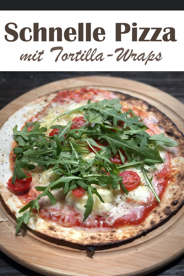 Schnelle Pizza mit Tortilla Wraps, im Ofen oder im Ooni Pizzaofen gebacken, Express Küche, Familienküche